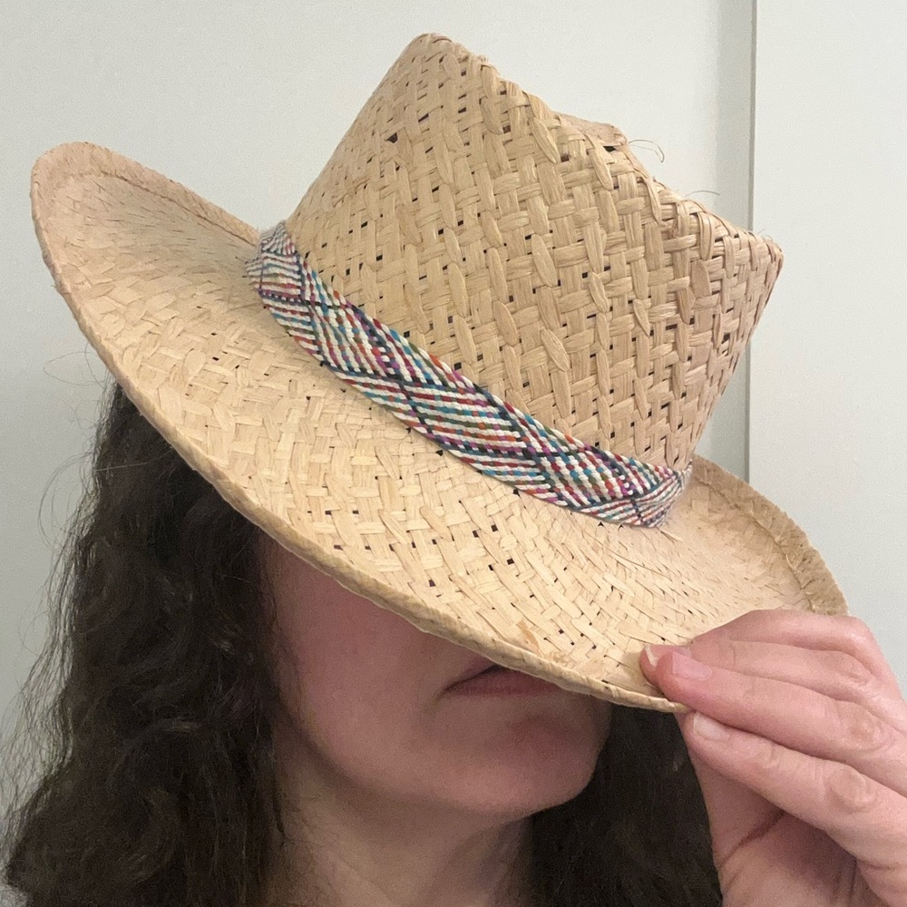 BORSALINO Woven 3" Brim Straw Hat Multicolor Cotton Woven Band SZ: Medium - Picture 12 of 12